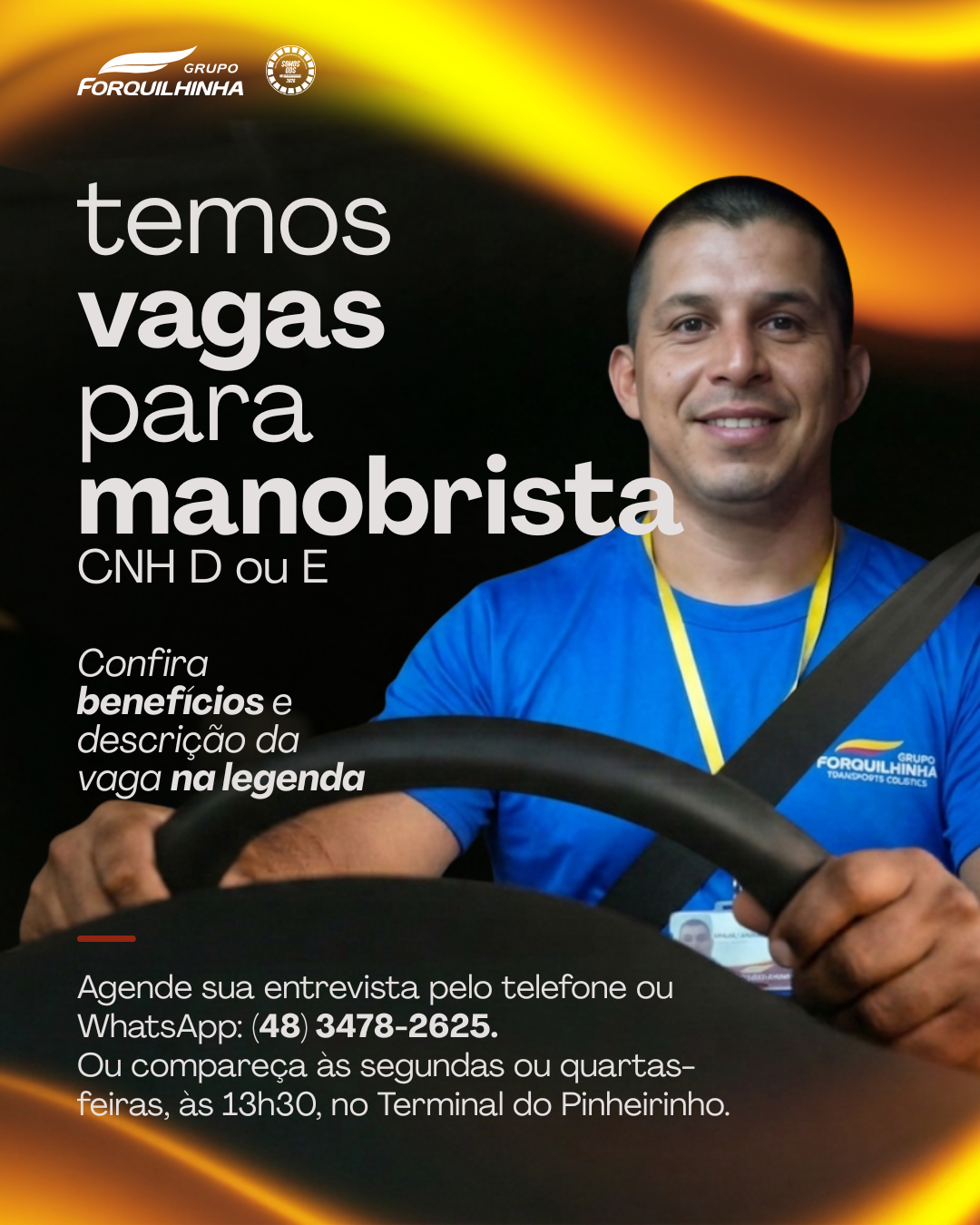 Vaga para Manobrista CNH D ou E 